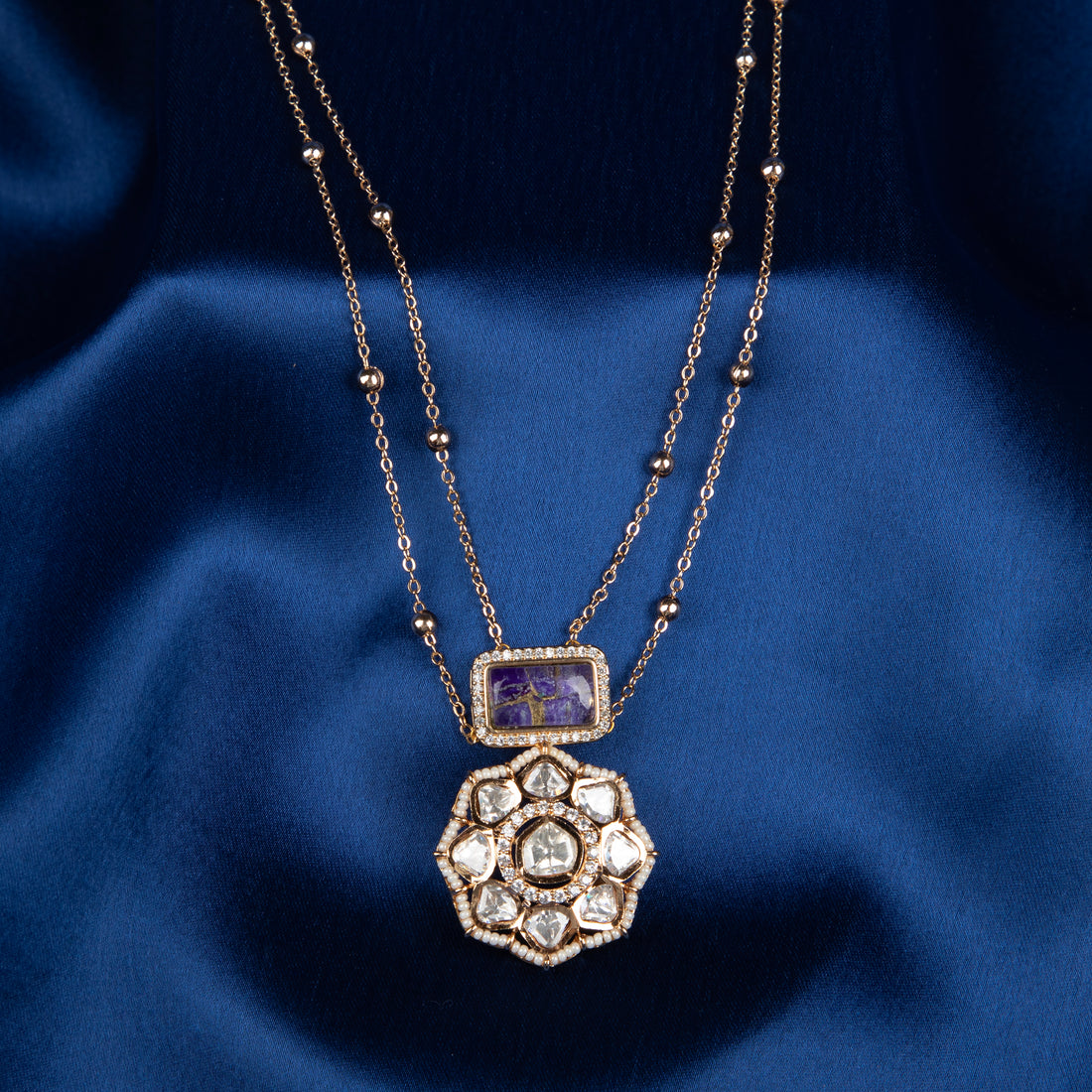 Pearl Jadau Pendant Set