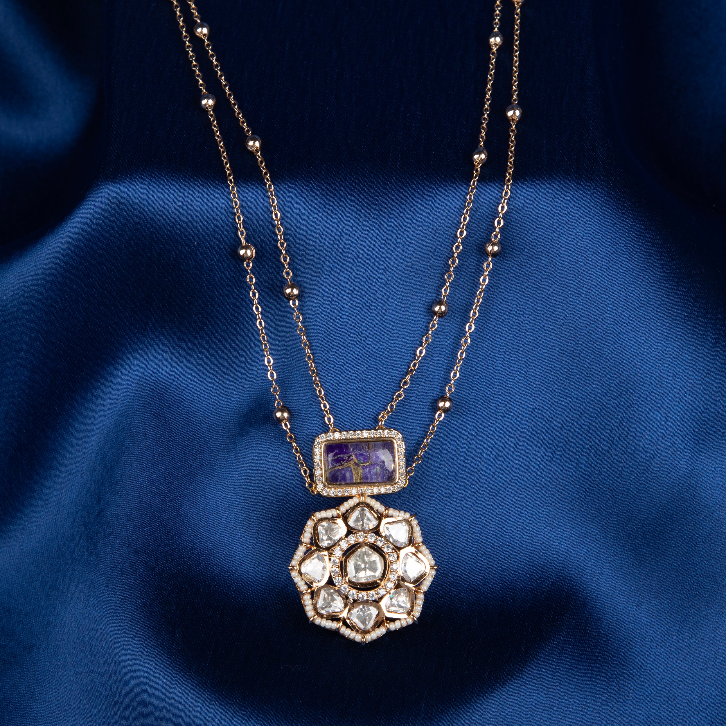 Pearl Jadau Pendant Set