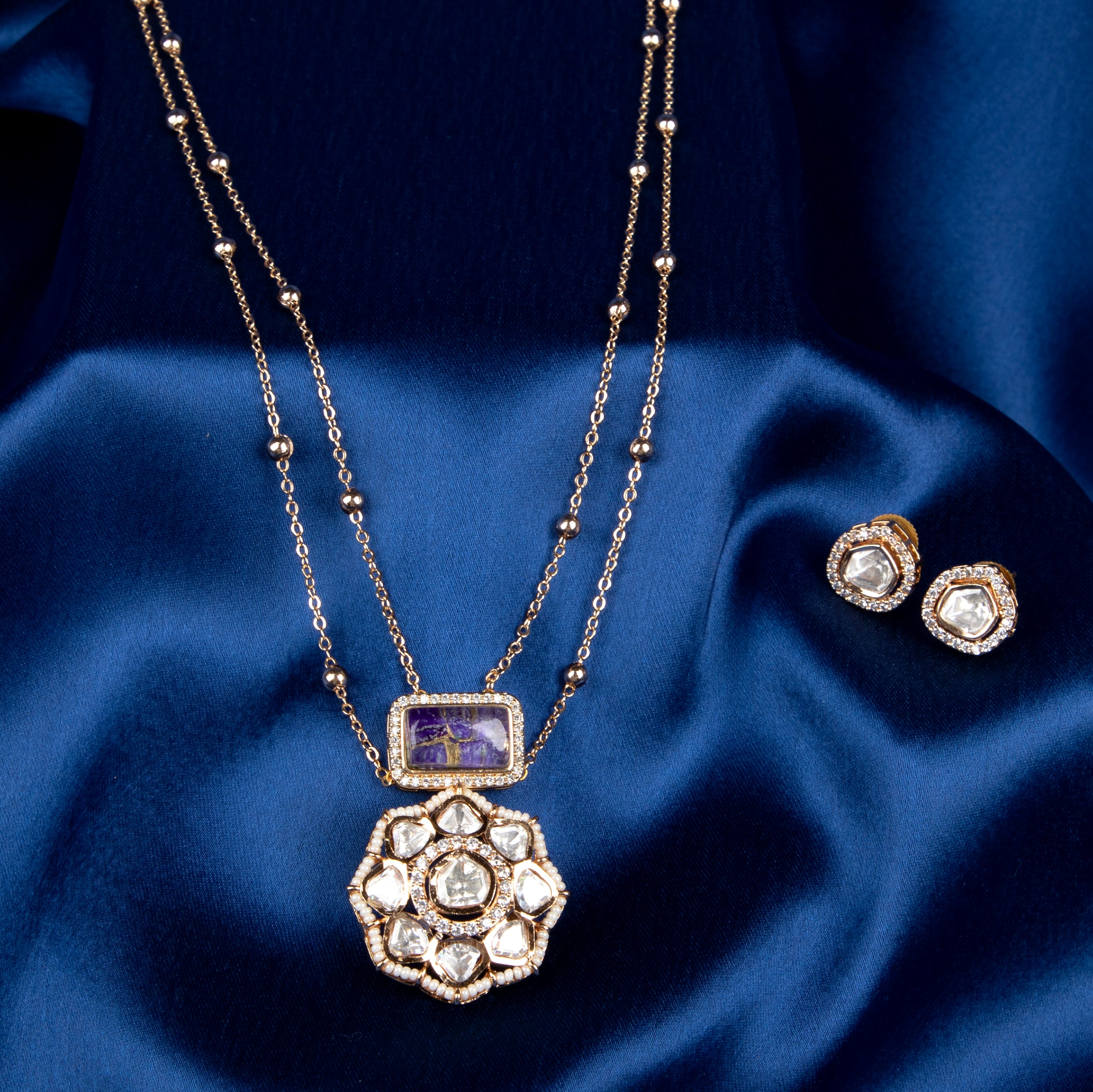 Pearl Jadau Pendant Set