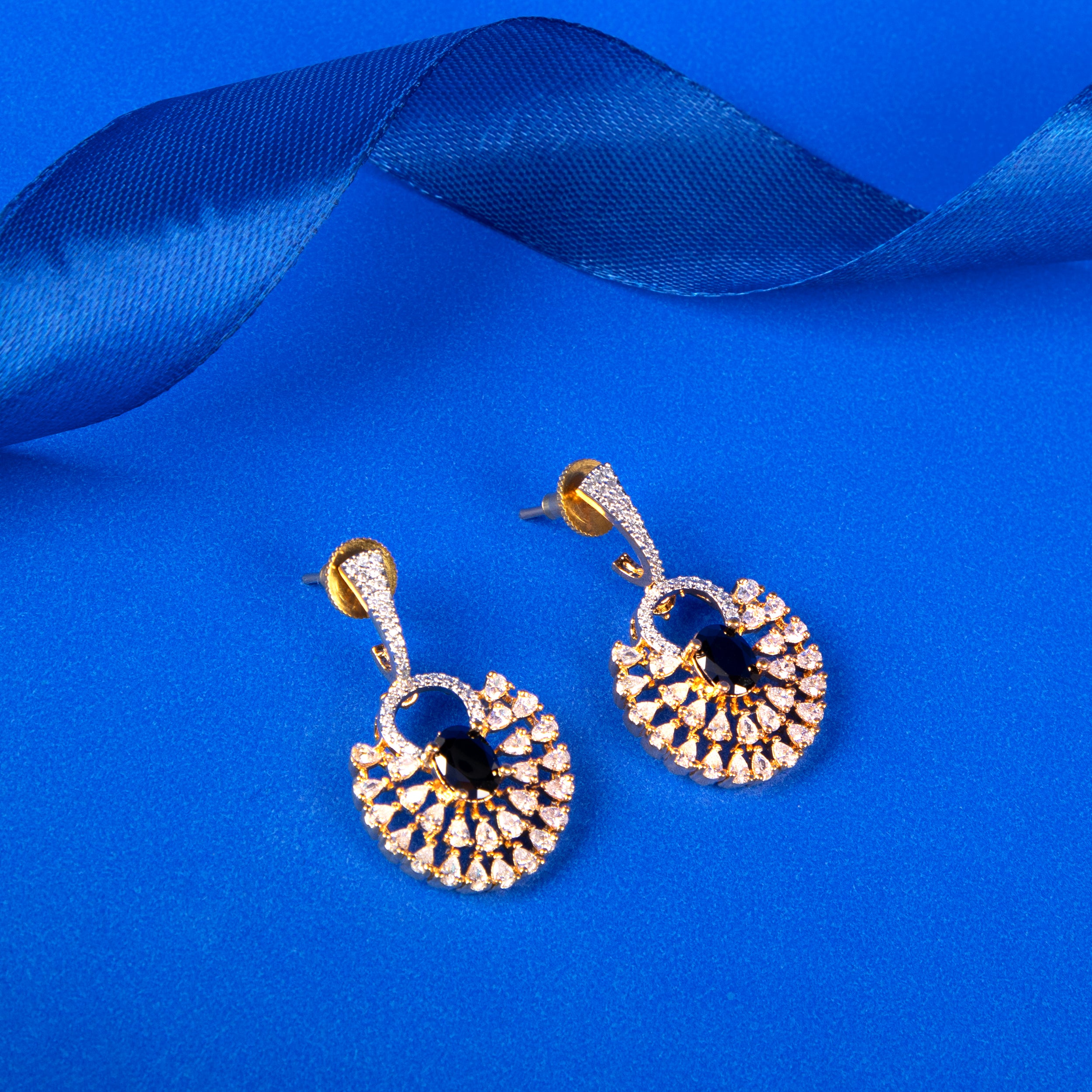 Noir Radiance Fan Earrings