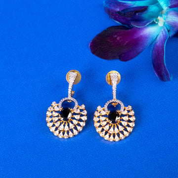 Noir Radiance Fan Earrings