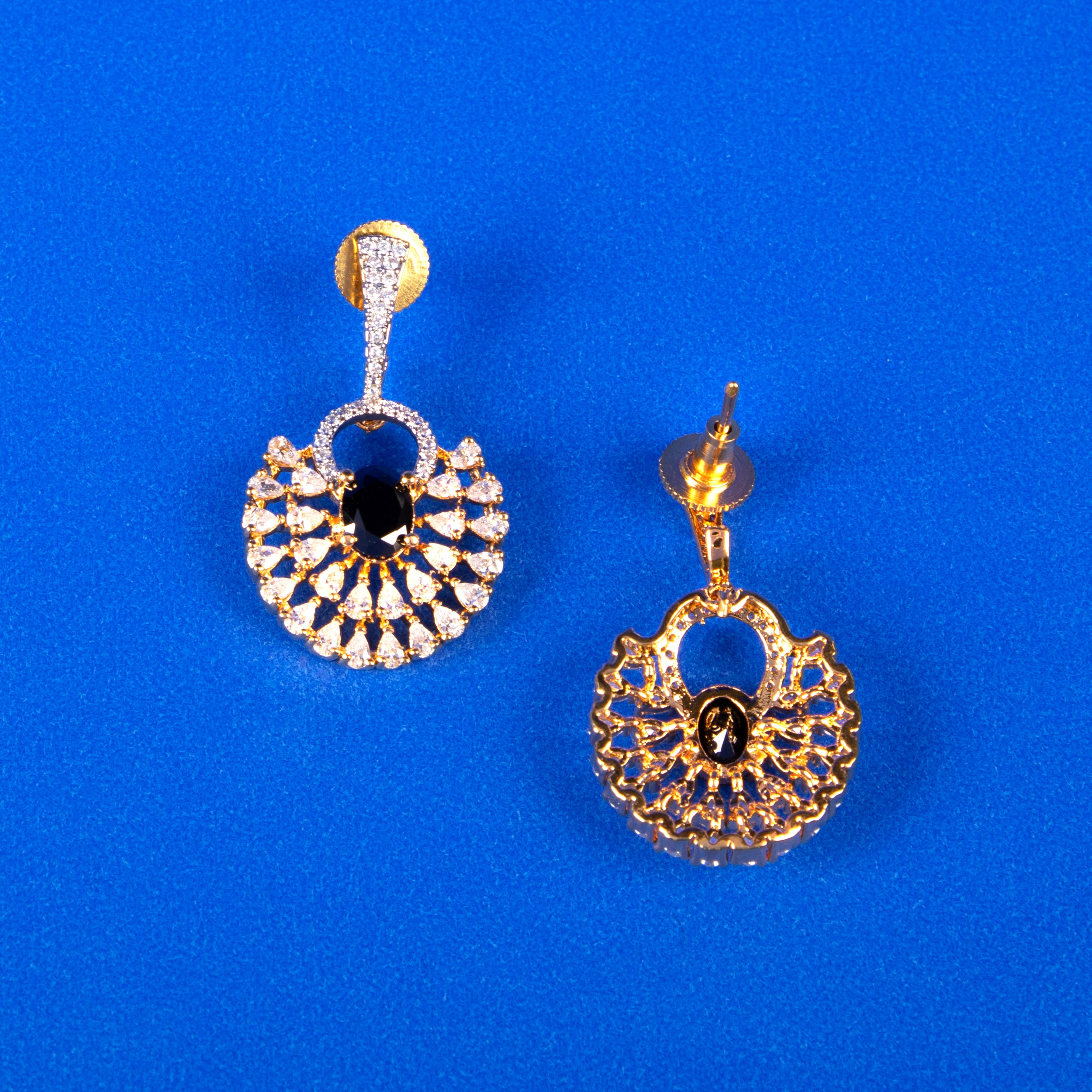 Noir Radiance Fan Earrings