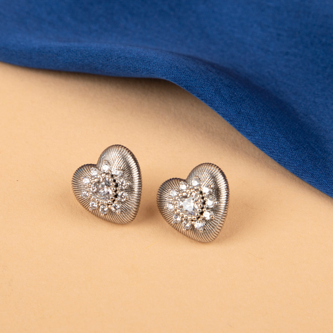 Sparkling Heart Bloom Studs