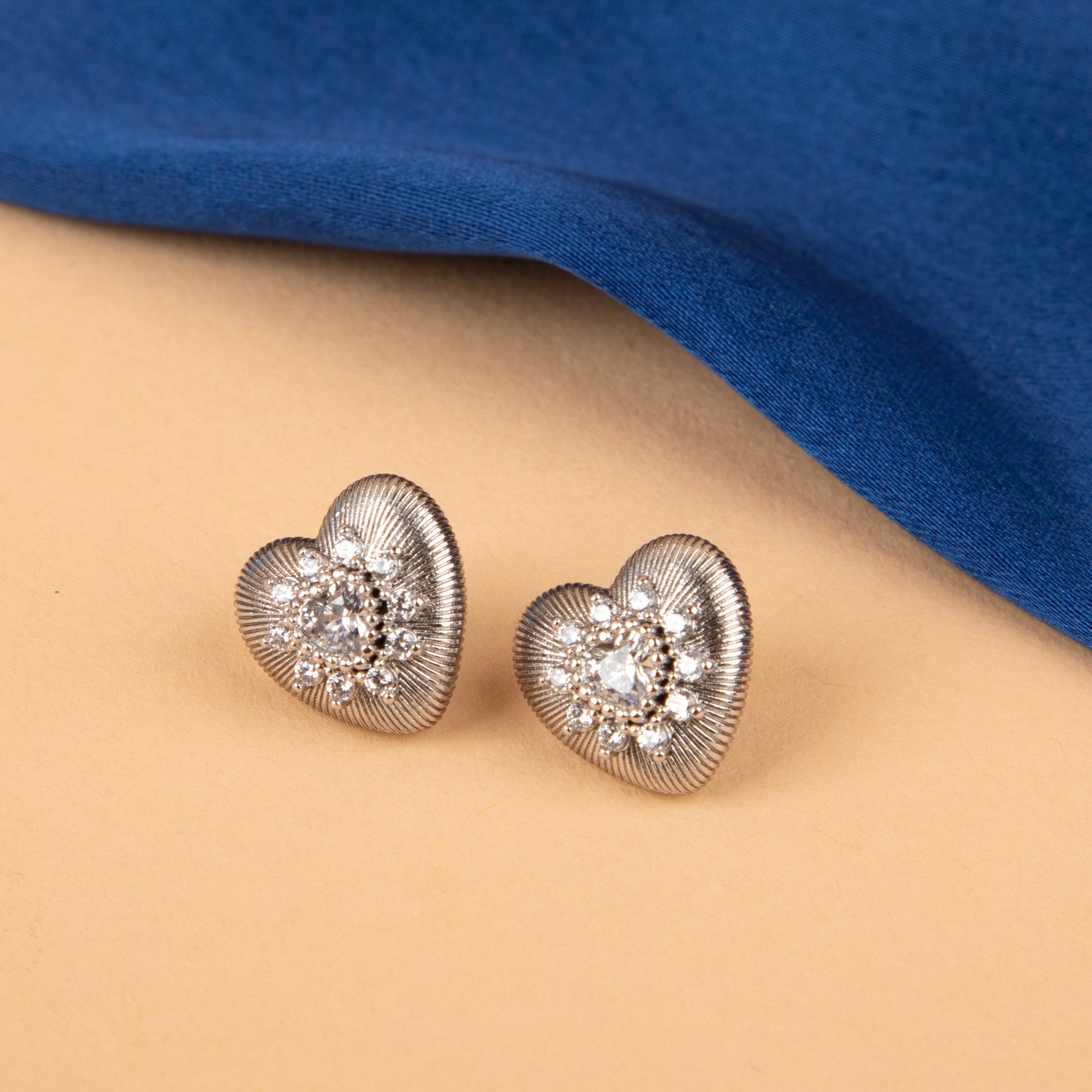 Sparkling Heart Bloom Studs