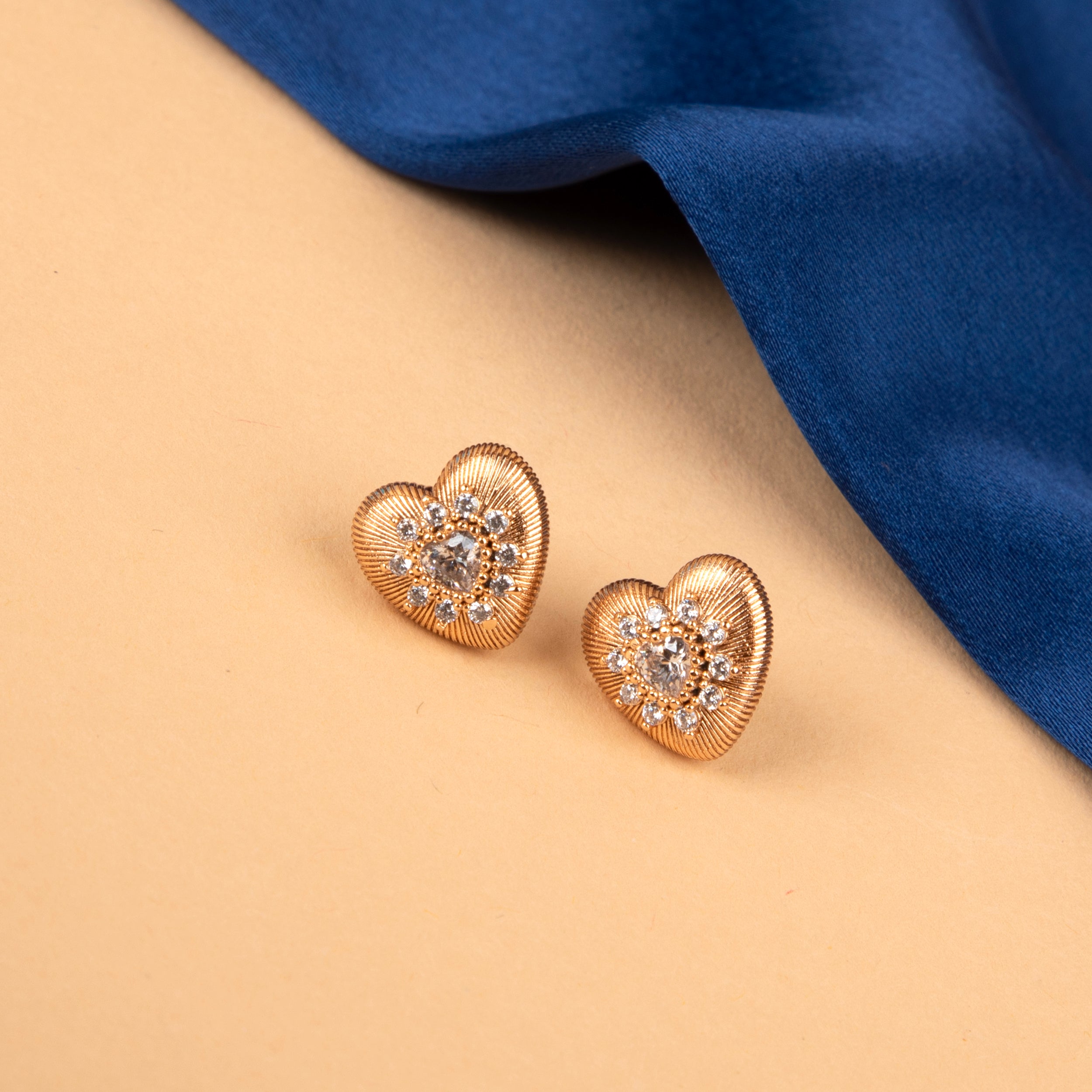 Sparkling Heart Bloom Studs